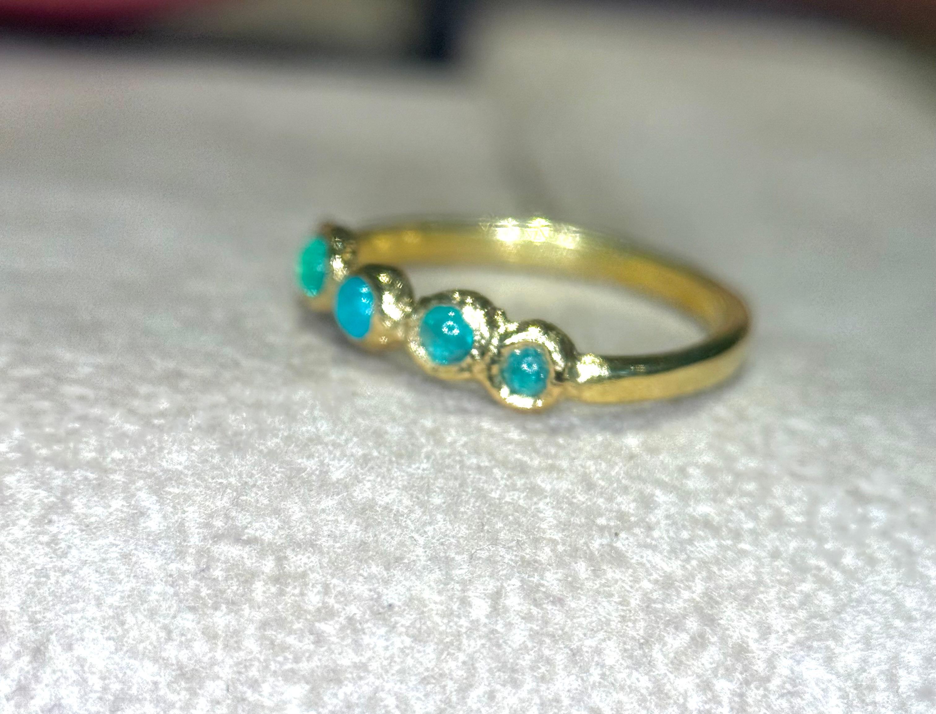 Leto Lama Bubbles - Fascia con lunetta rotonda con tormalina Paraiba blu neon brasiliana in vendita 8
