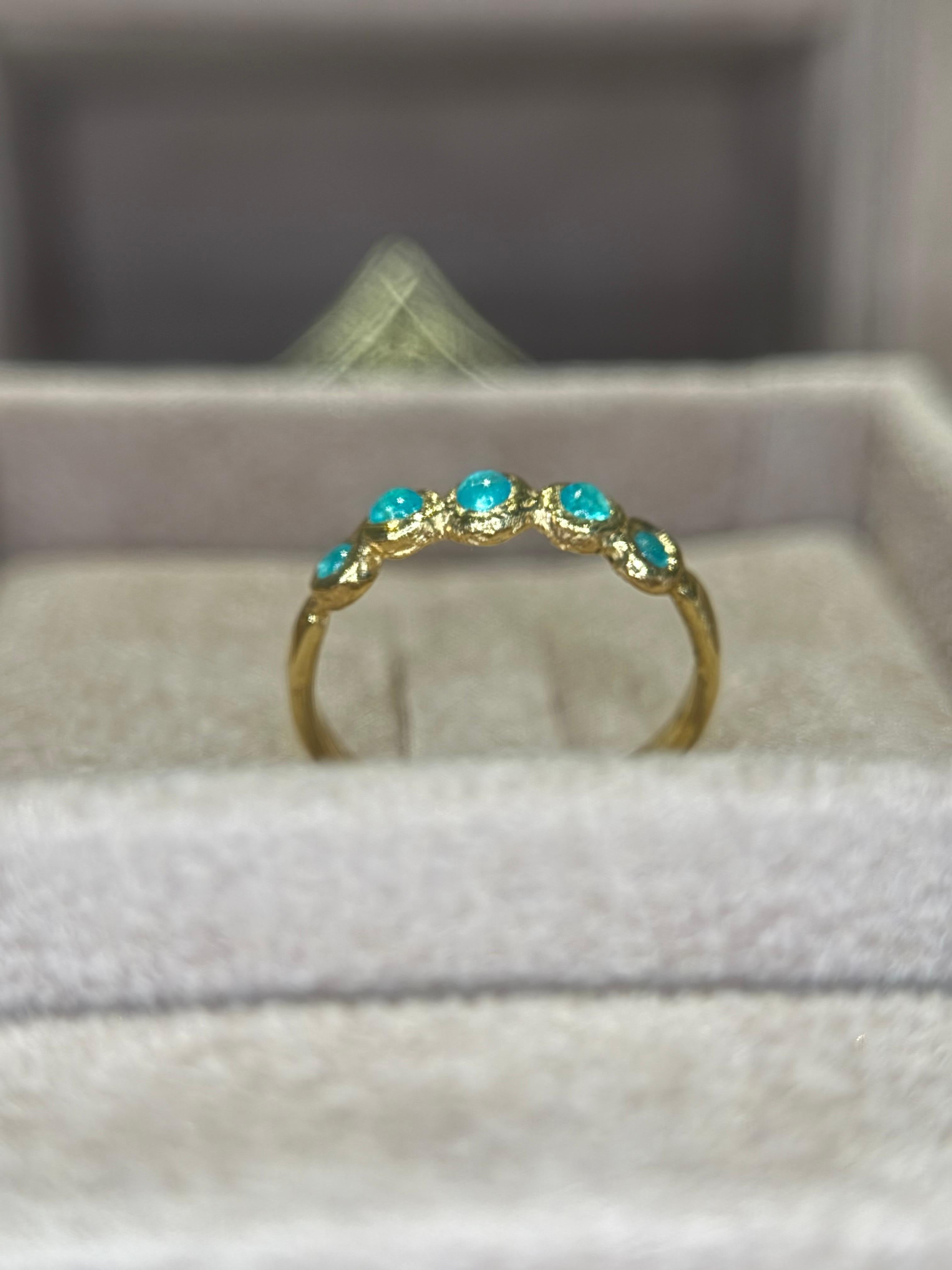 Artigiano Leto Lama Bubbles - Fascia con lunetta rotonda con tormalina Paraiba blu neon brasiliana in vendita