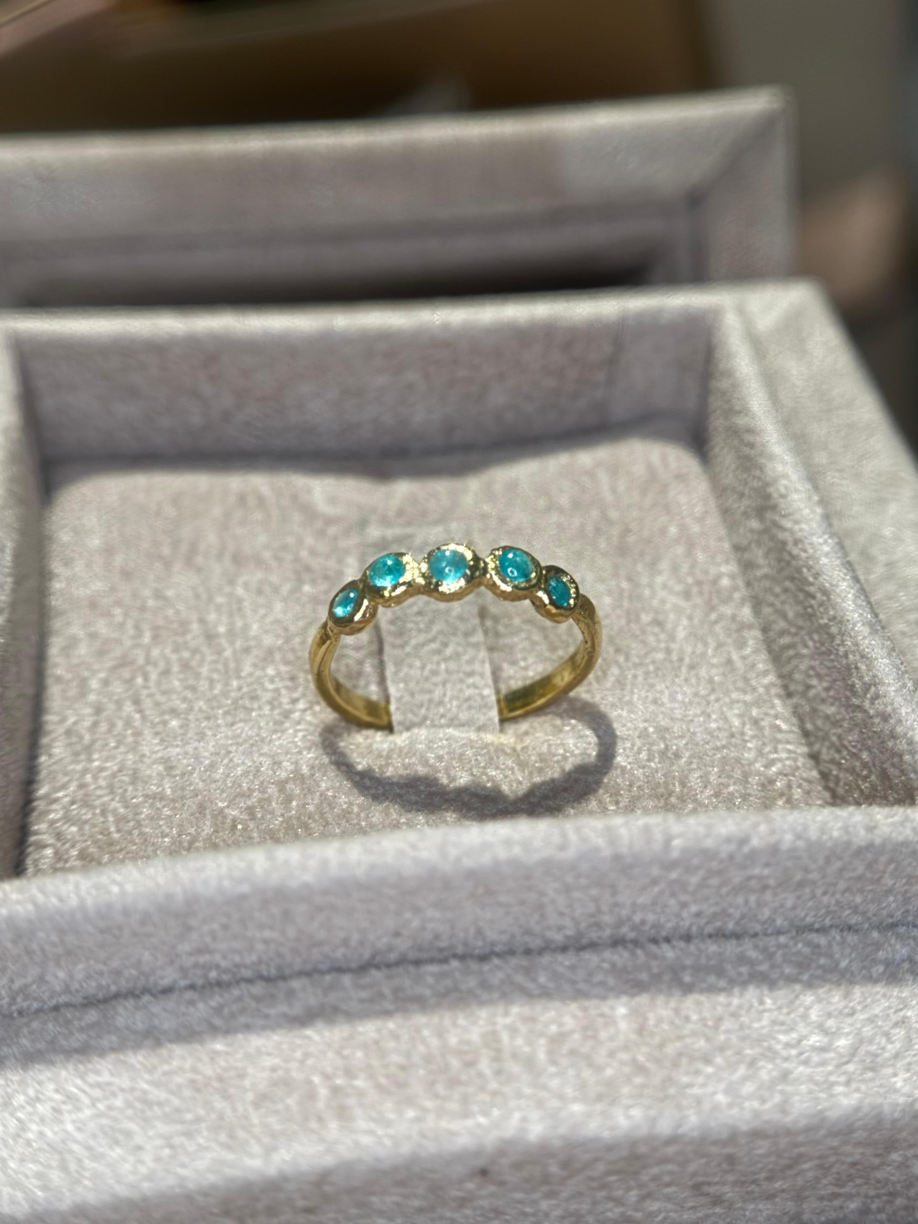 Leto Lama Bubbles - Fascia con lunetta rotonda con tormalina Paraiba blu neon brasiliana In condizioni Nuovo in vendita a London, GB