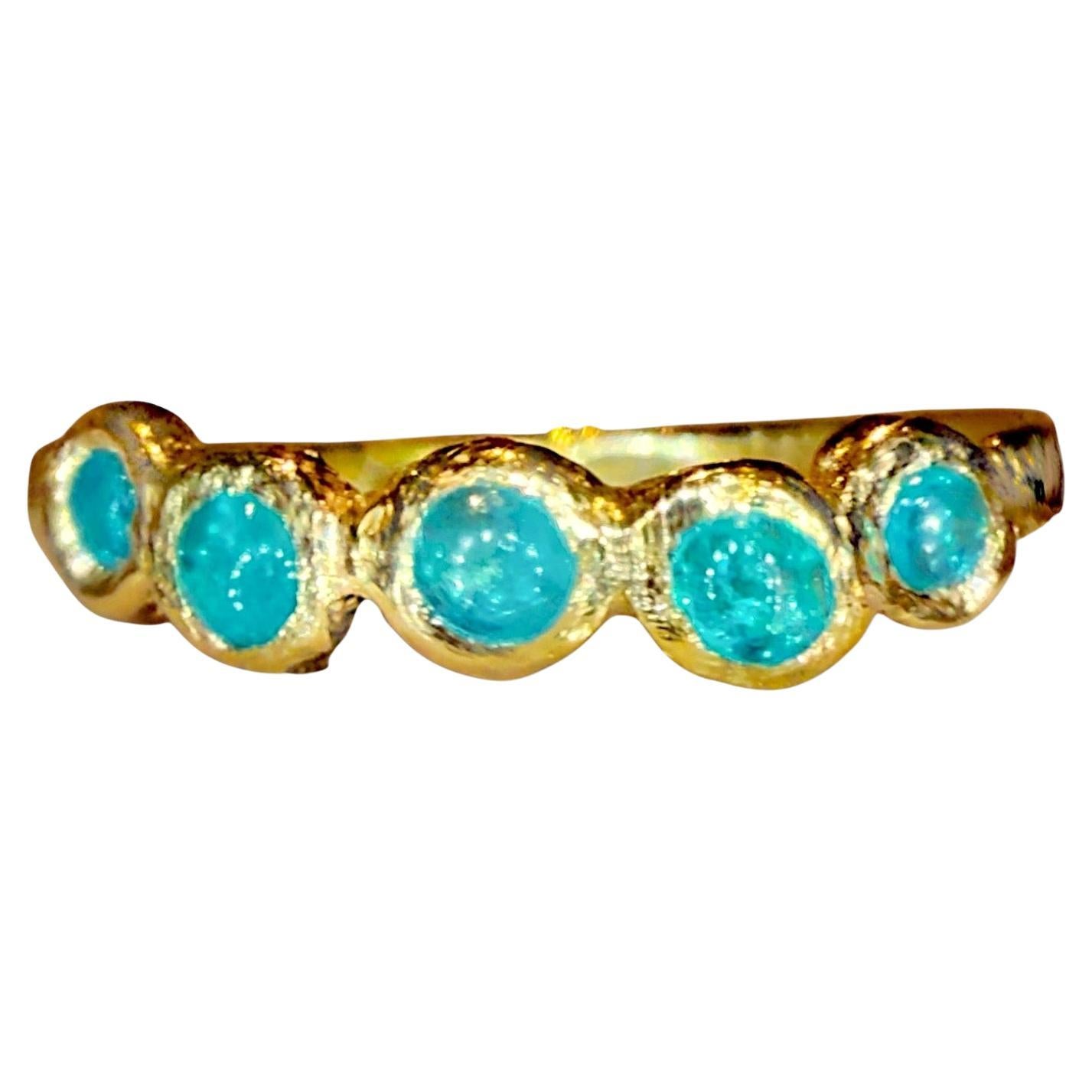 Leto Lama Bubbles - Fascia con lunetta rotonda con tormalina Paraiba blu neon brasiliana in vendita