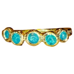 Leto Lama Bubbles Brazilian Neon Blue Paraibas Tourmaline Round Bezel Band
