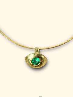 Leto Lama Certified 2 Ct Colombian Emerald Eye Wire Collar Torque Necklace