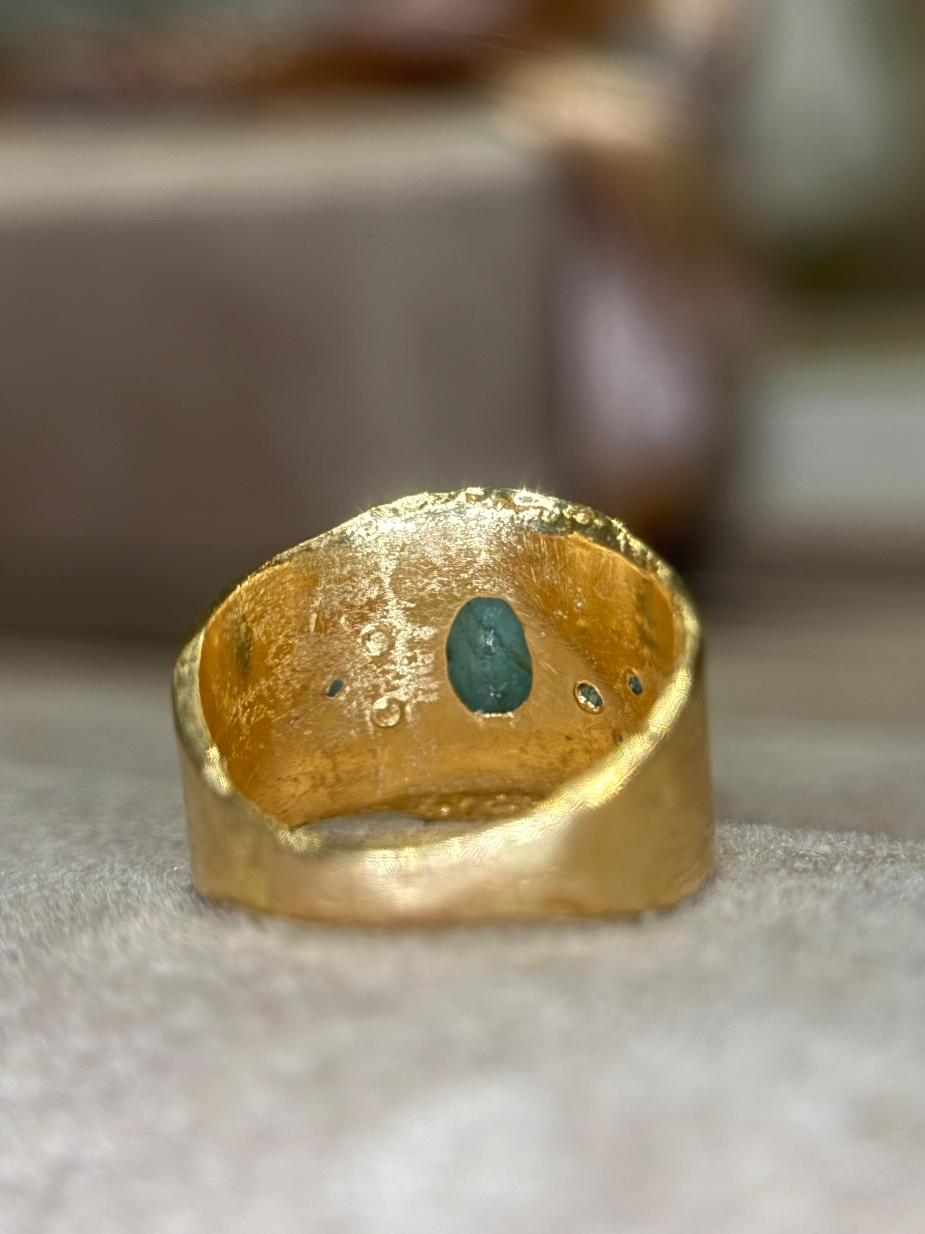 Leto Lama zertifiziert Oval Paraiba Mosambik Zigarre Ring 18 Karat Gold mit Diamanten im Angebot 6