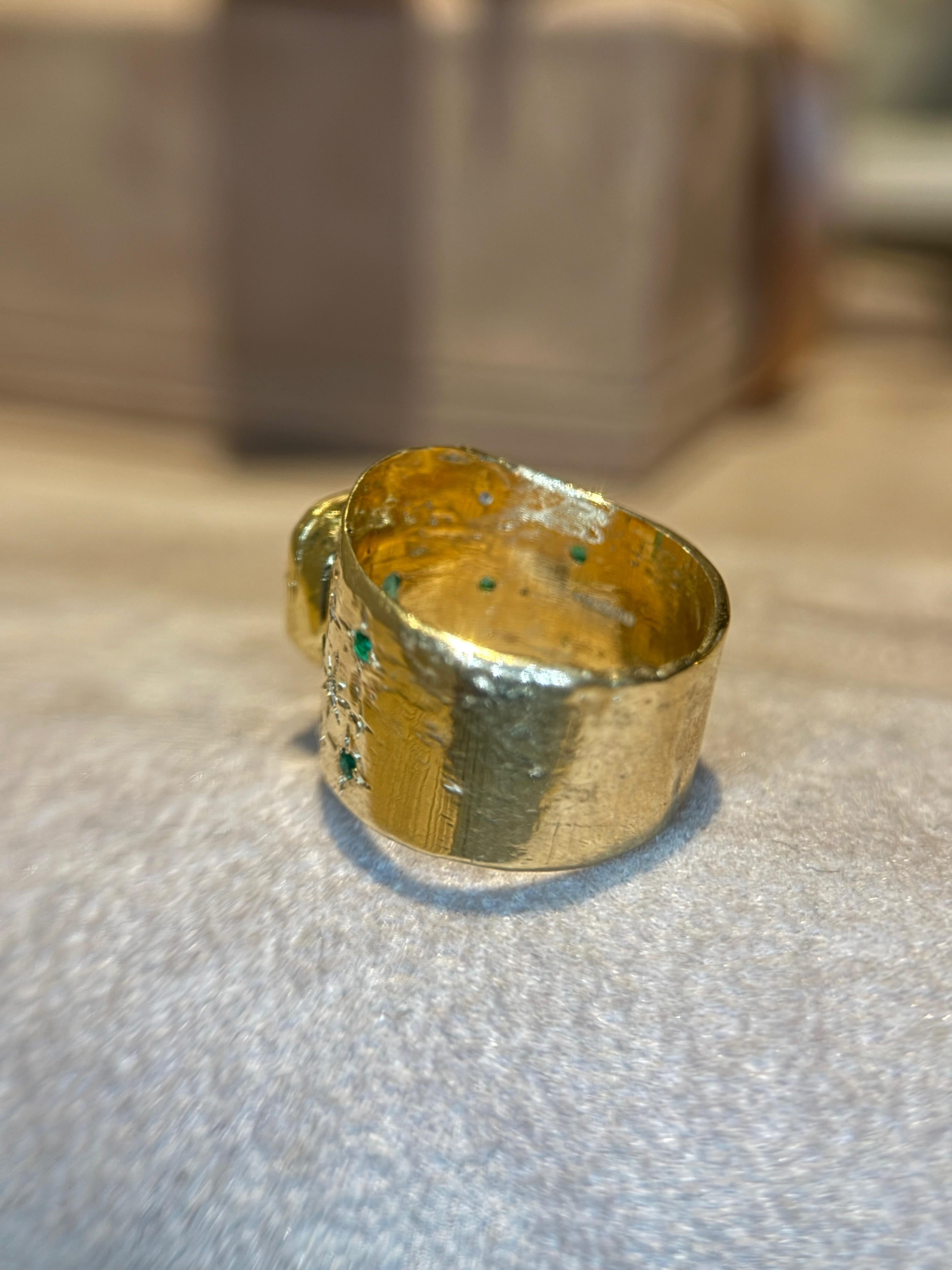 Leto Lama Colombian Emerald Cigar Ring Band GIA  1.48 Cts  Emeralds and Diamonds For Sale 7