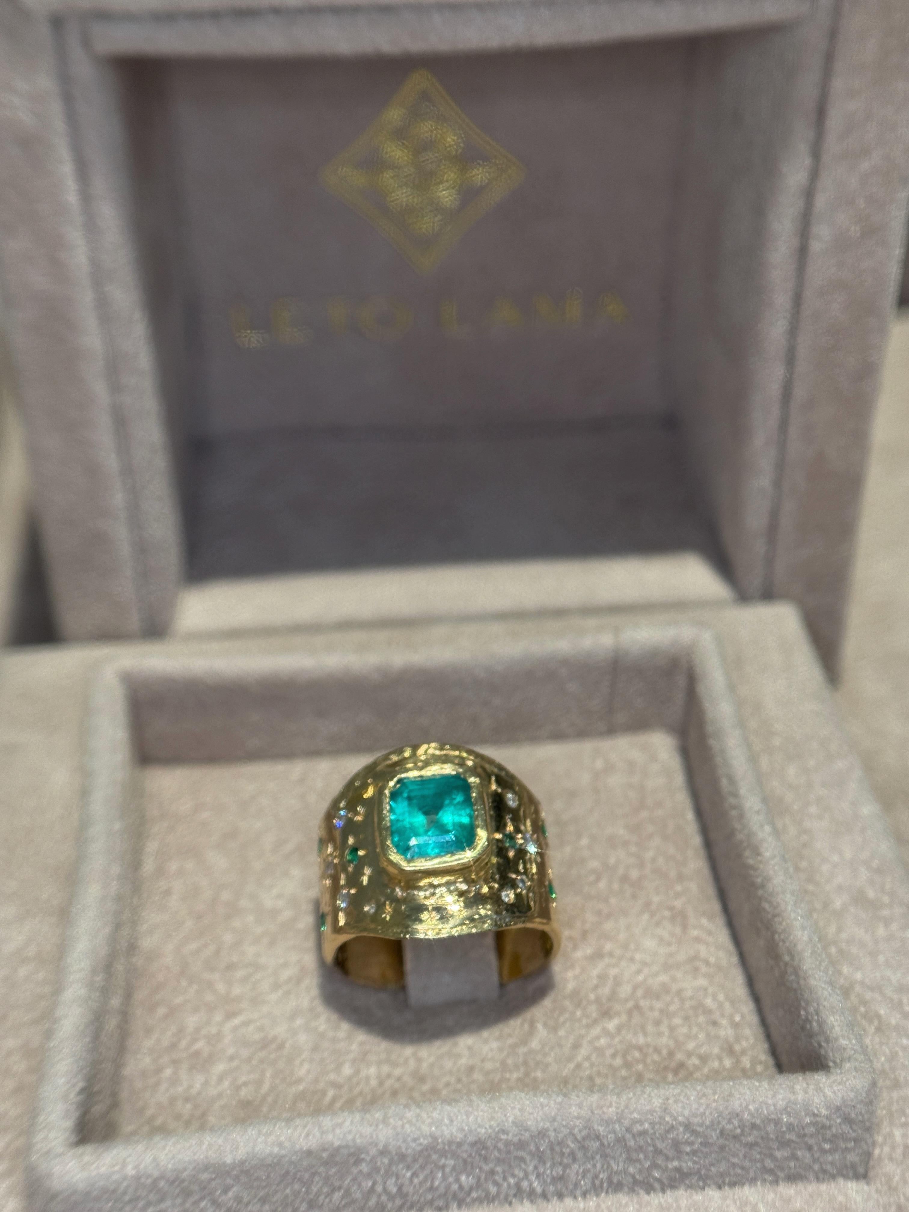 Leto Lama Colombian Emerald Cigar Ring Band GIA  1.48 Cts  Emeralds and Diamonds For Sale 10