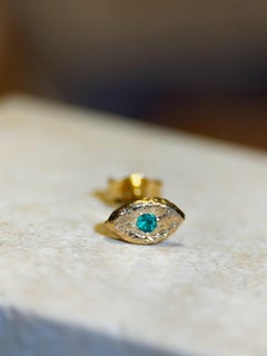 Leto Lama Colombian Muzo Emerald Mini Eye Stud 18 Ct Gold (Single)