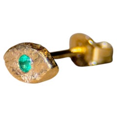 Leto Lama Colombian Muzo Emerald Mini Eye Stud 18 Ct Gold (Single)