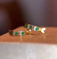 Leto Lama Colombian Emerald Small Semi Hoops (Pair) 18 Ct Gold
