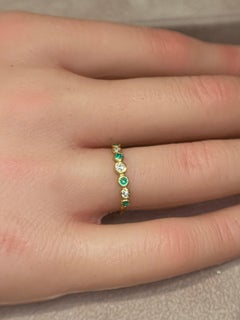 Leto Lama Colombian Muzo Emeralds and Diamonds Bezel Bubble Band 18 Ct Gold