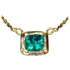 Leto Lama Emerald Necklace Vivacious Stunning Emerald Cut 18 Ct Gold