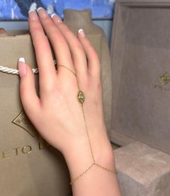 Leto Lama Hand-Finger-Kettenarmband mit Paraíba-Turmalin-Auge, 18 Karat Gelbgold