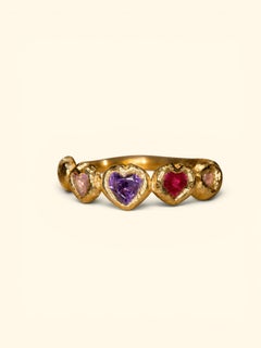 Leto Lama Hearts Sapphires Bubble Ring Band 18 Ct Gold