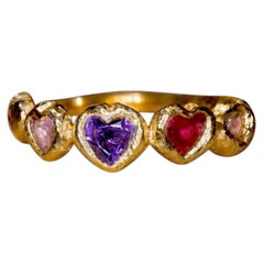Leto Lama Hearts Sapphires Bubble Ring Band 18 Ct Gold