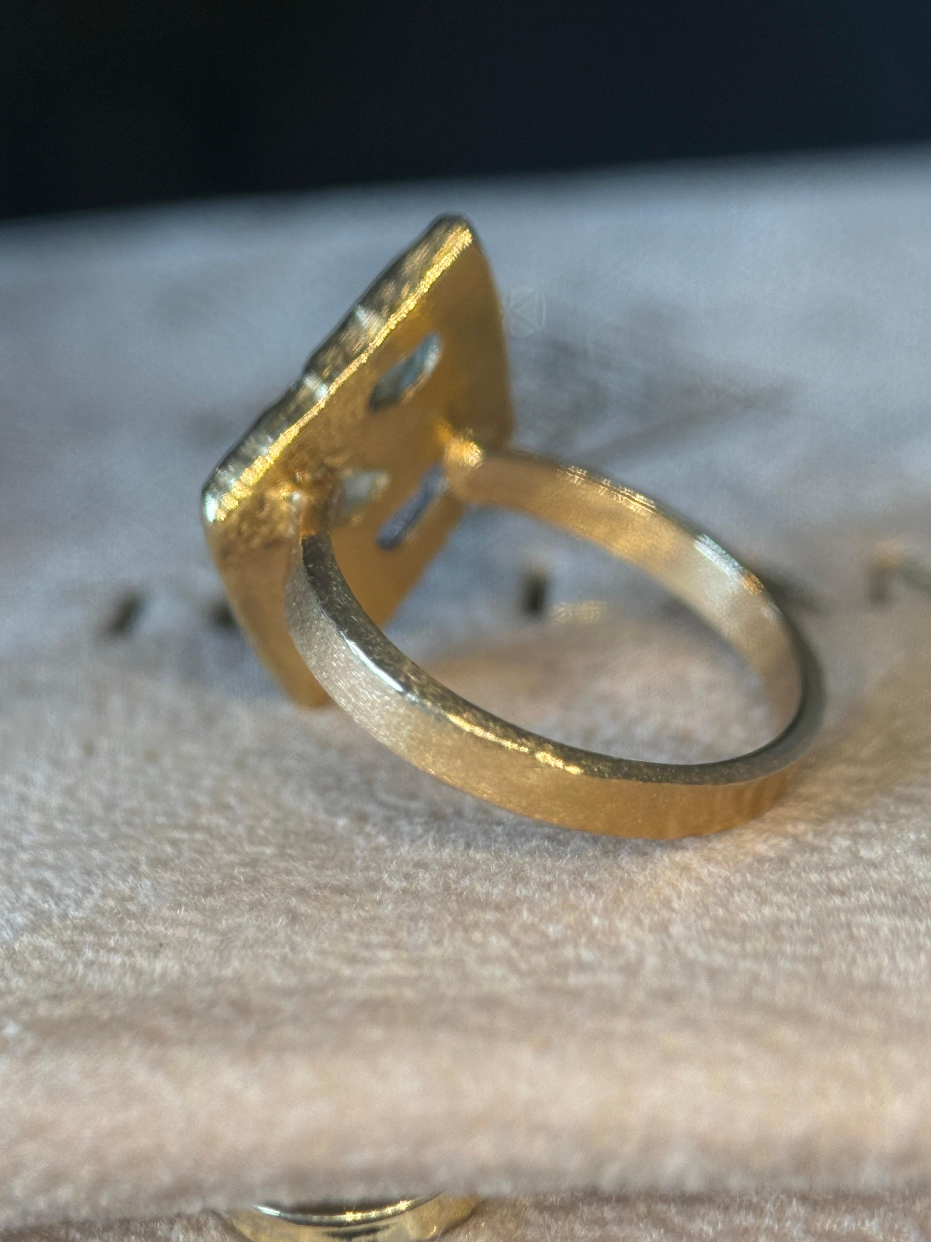 Leto Lama Ocean Inspired Lozenge Abstract Art Ring Sapphires Diamonds 18 Ct Gold For Sale 6