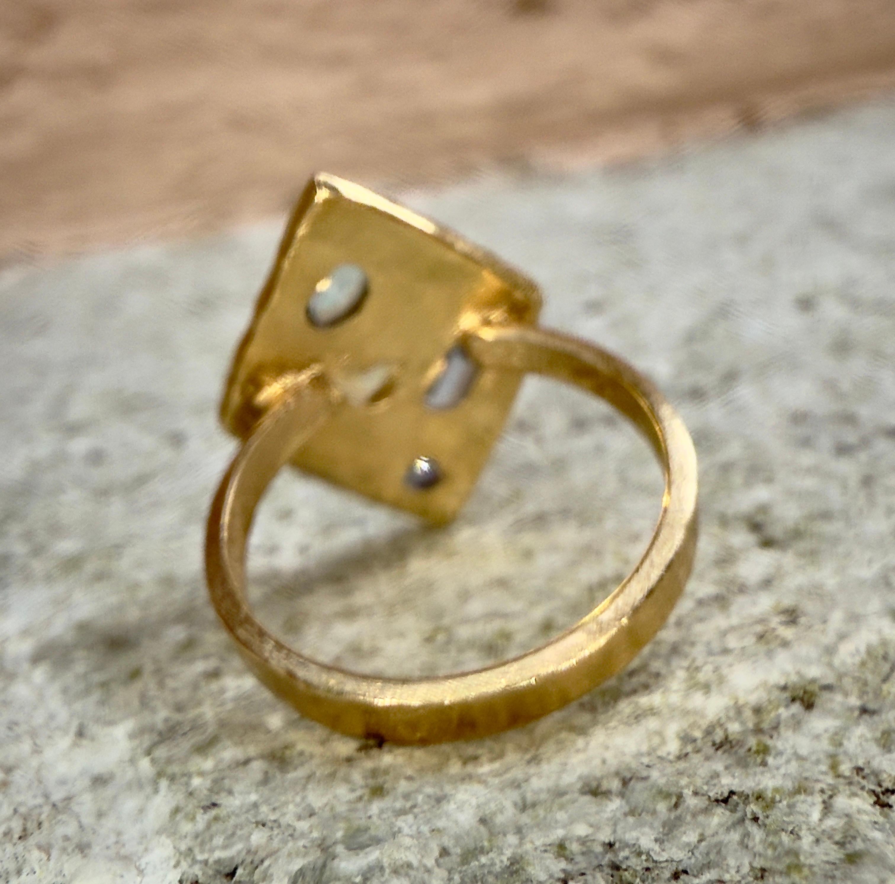 Leto Lama Ocean Inspired Lozenge Abstract Art Ring Sapphires Diamonds 18 Ct Gold For Sale 1