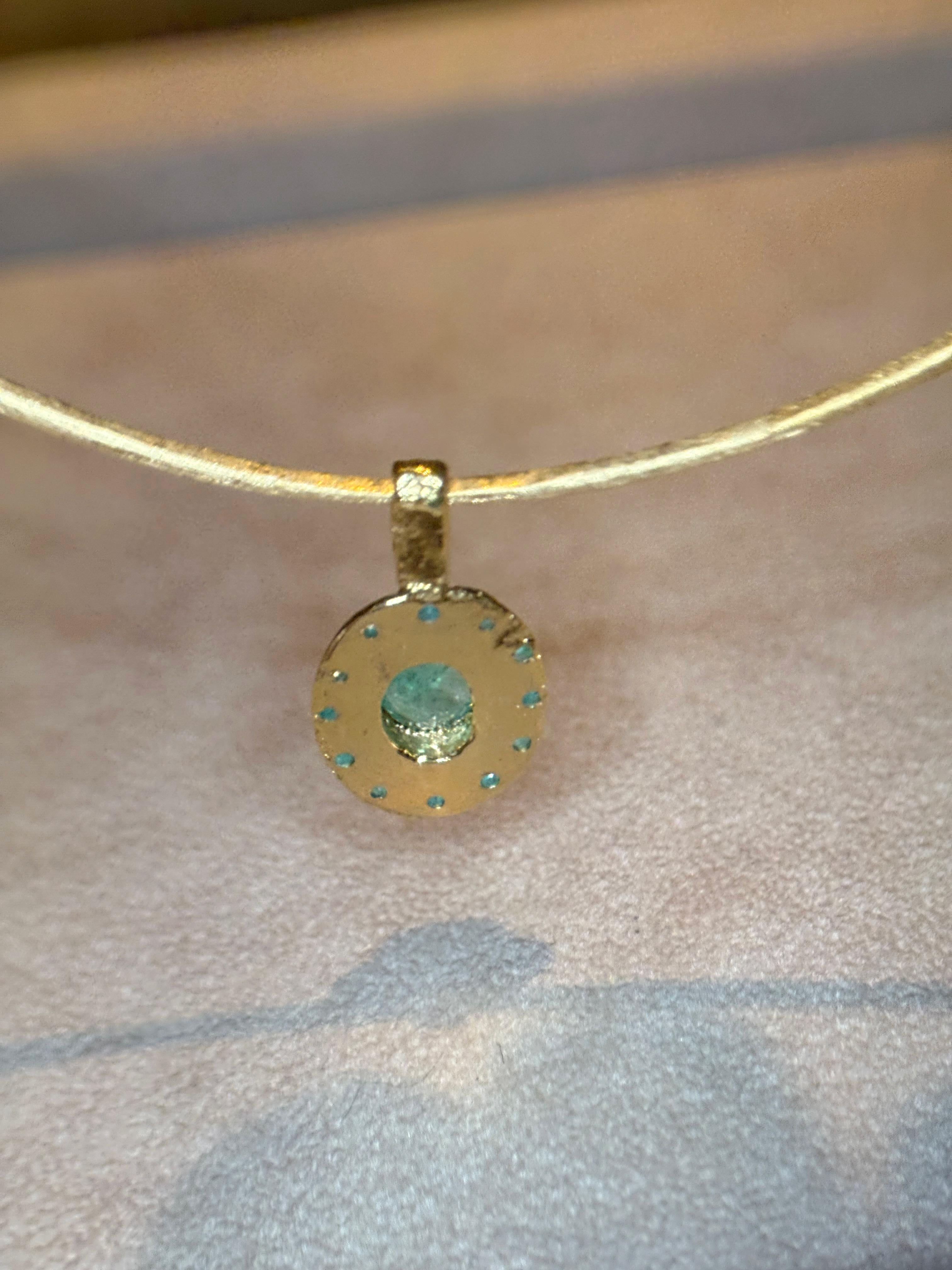 Leto Lama - Collana ovale con tormaline brasiliane Paraiba e Mozambico di colore blu neon in vendita 5