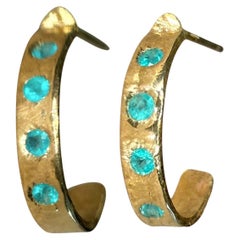 Leto Lama Neon Blue Brazilian Paraiba Tourmalines Hoop Earrings