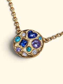 Leto Lama Ocean Cluster – Halskette mit Paraíba-blauen Saphiren und Diamanten, 18-Karat-Gold