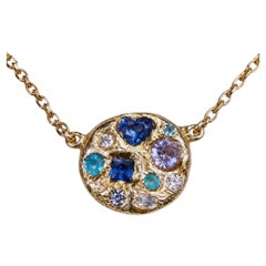 Leto Lama Ocean Cluster – Halskette mit Paraíba-blauen Saphiren und Diamanten, 18-Karat-Gold