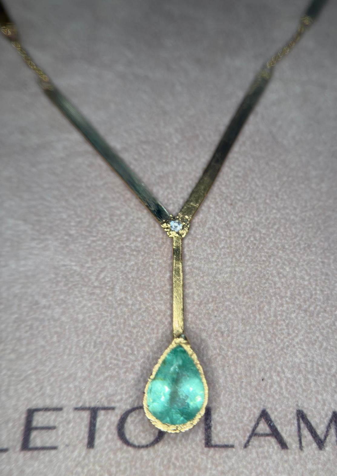 Leto Lama Ocean Drop - Collana di diamanti con tormalina Paraiba da 3,63 carati - Oro 18 carati in vendita 6