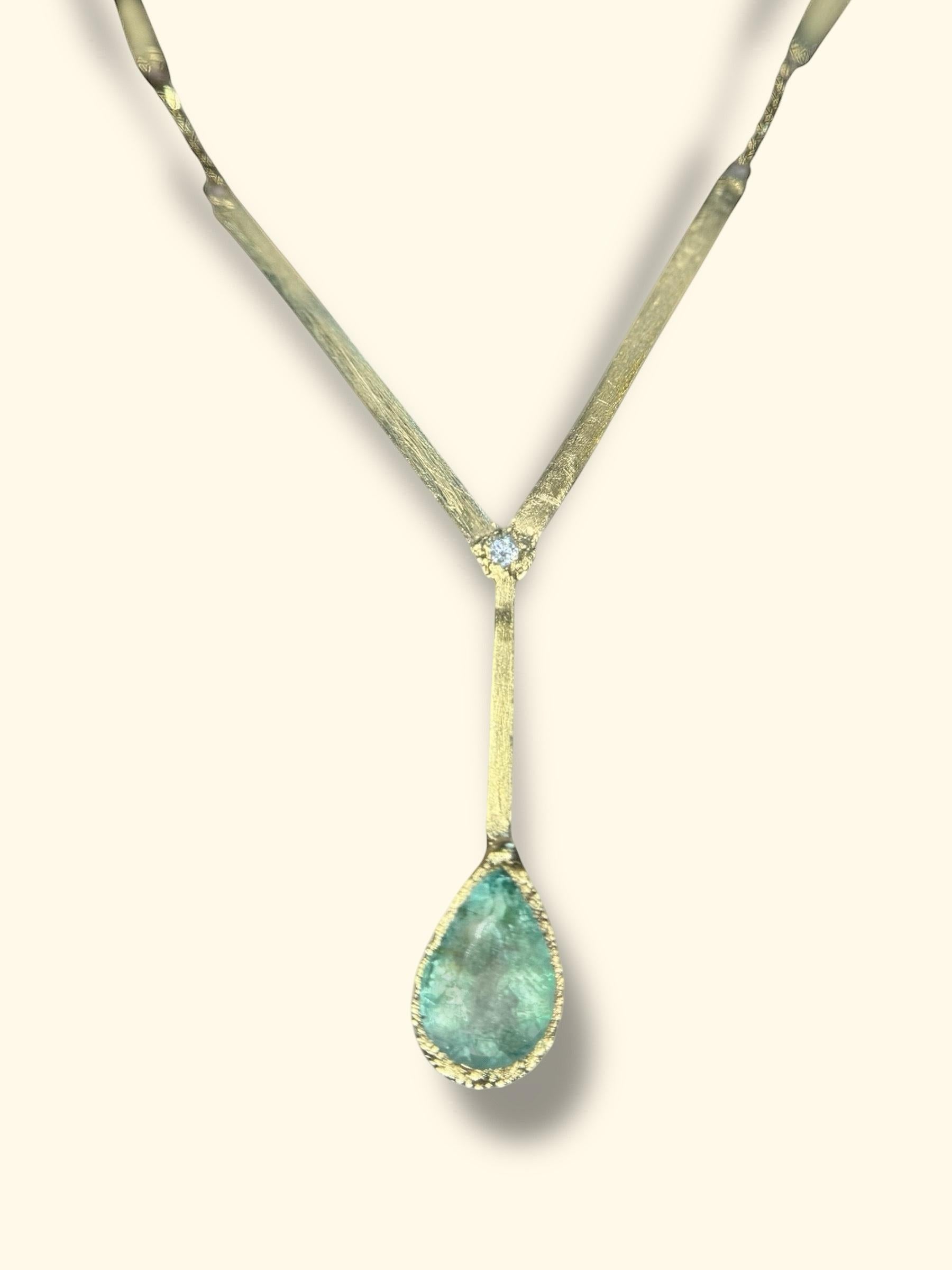 Leto Lama Ocean Drop - Collana di diamanti con tormalina Paraiba da 3,63 carati - Oro 18 carati in vendita 8