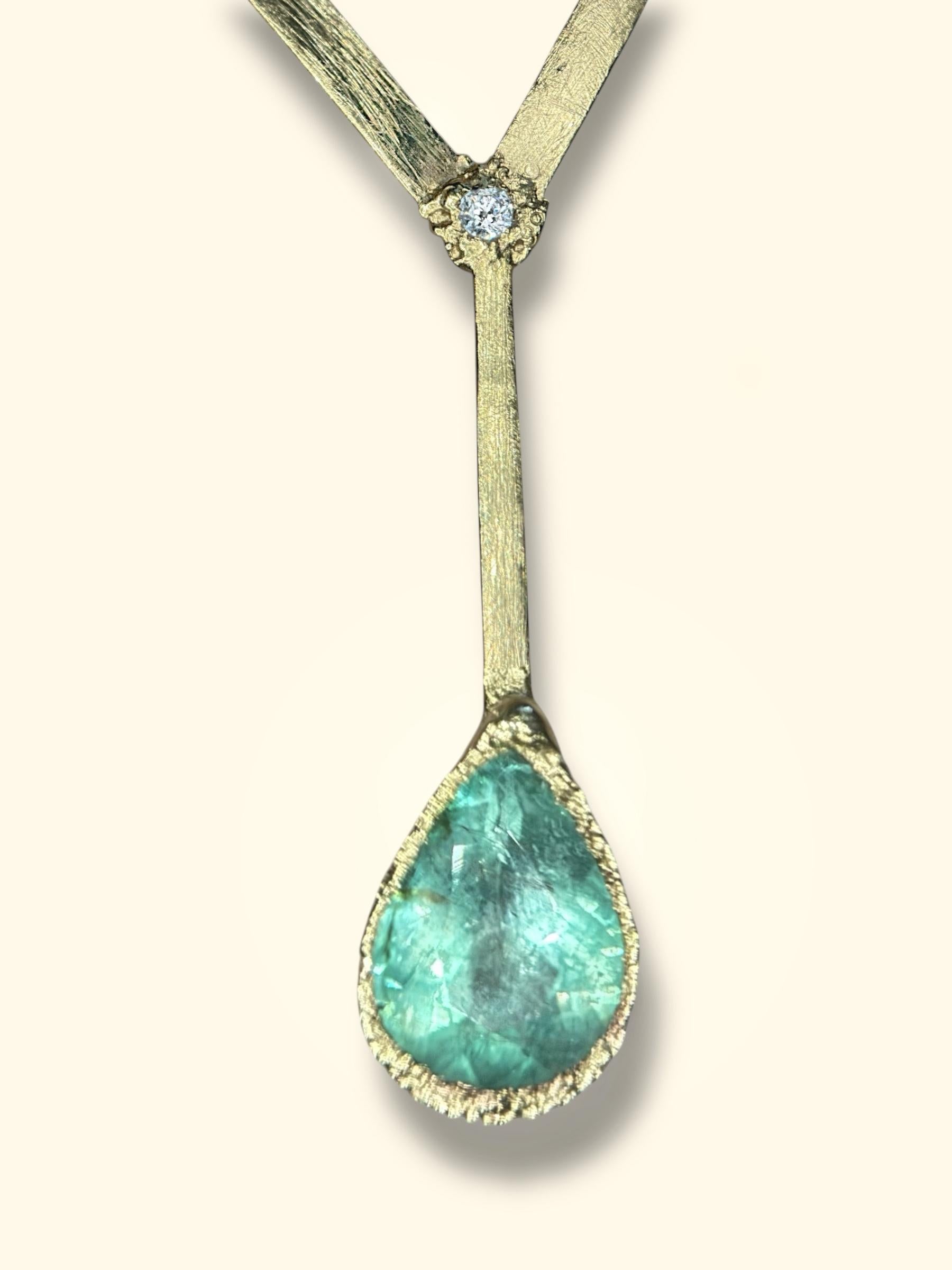 Leto Lama Ocean Drop - Collana di diamanti con tormalina Paraiba da 3,63 carati - Oro 18 carati in vendita 7