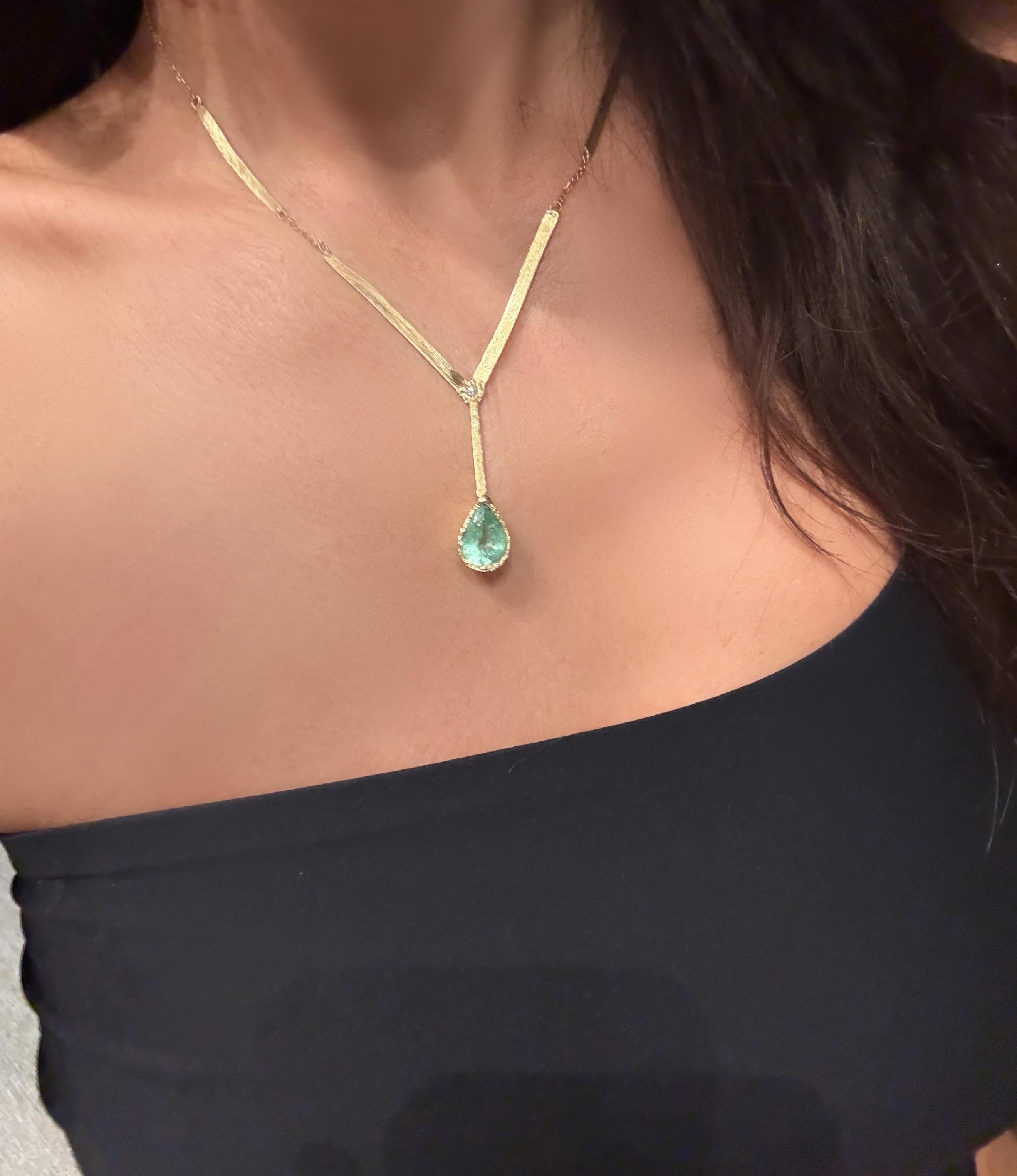 Leto Lama Ocean Drop - Collana di diamanti con tormalina Paraiba da 3,63 carati - Oro 18 carati in vendita 9