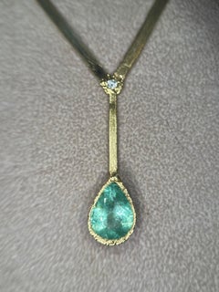 Leto Lama Ocean Drop 3.63 Cts Paraiba Tourmaline Diamond Necklace 18 Ct Gold