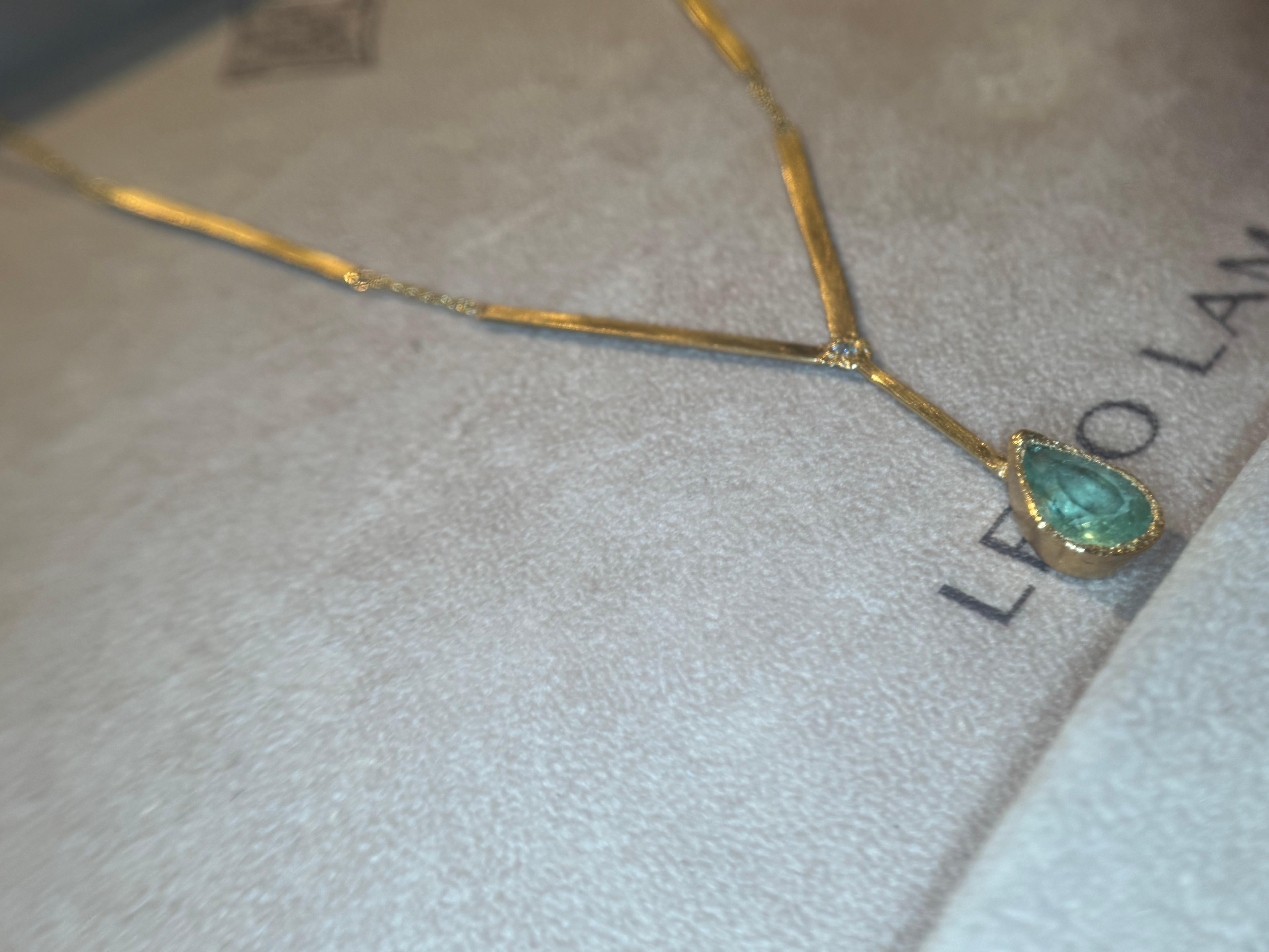 Leto Lama Ocean Drop - Collana di diamanti con tormalina Paraiba da 3,63 carati - Oro 18 carati in vendita 1