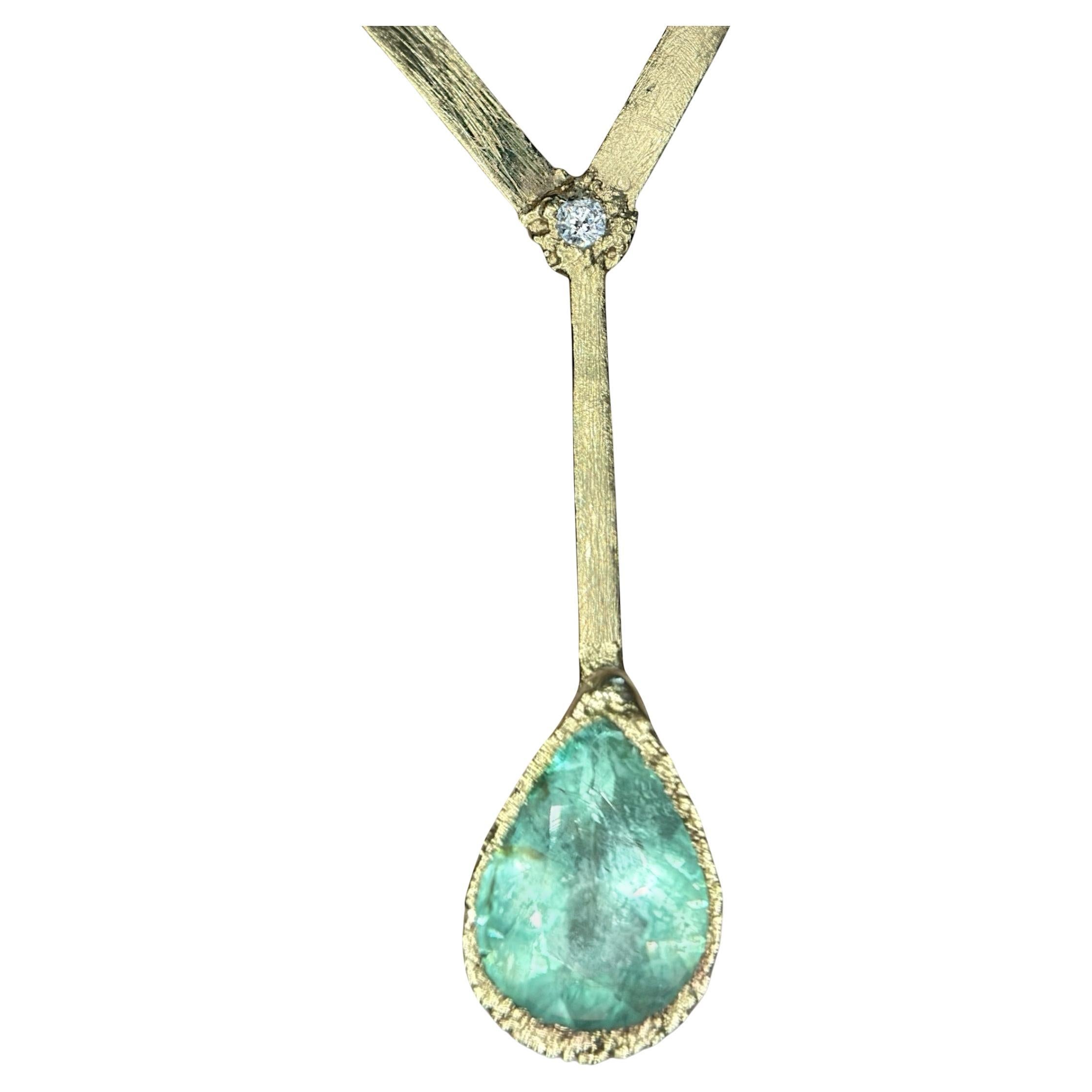Leto Lama, collier en or 18 carats avec diamants et tourmaline Paraiba de 3,63 carats