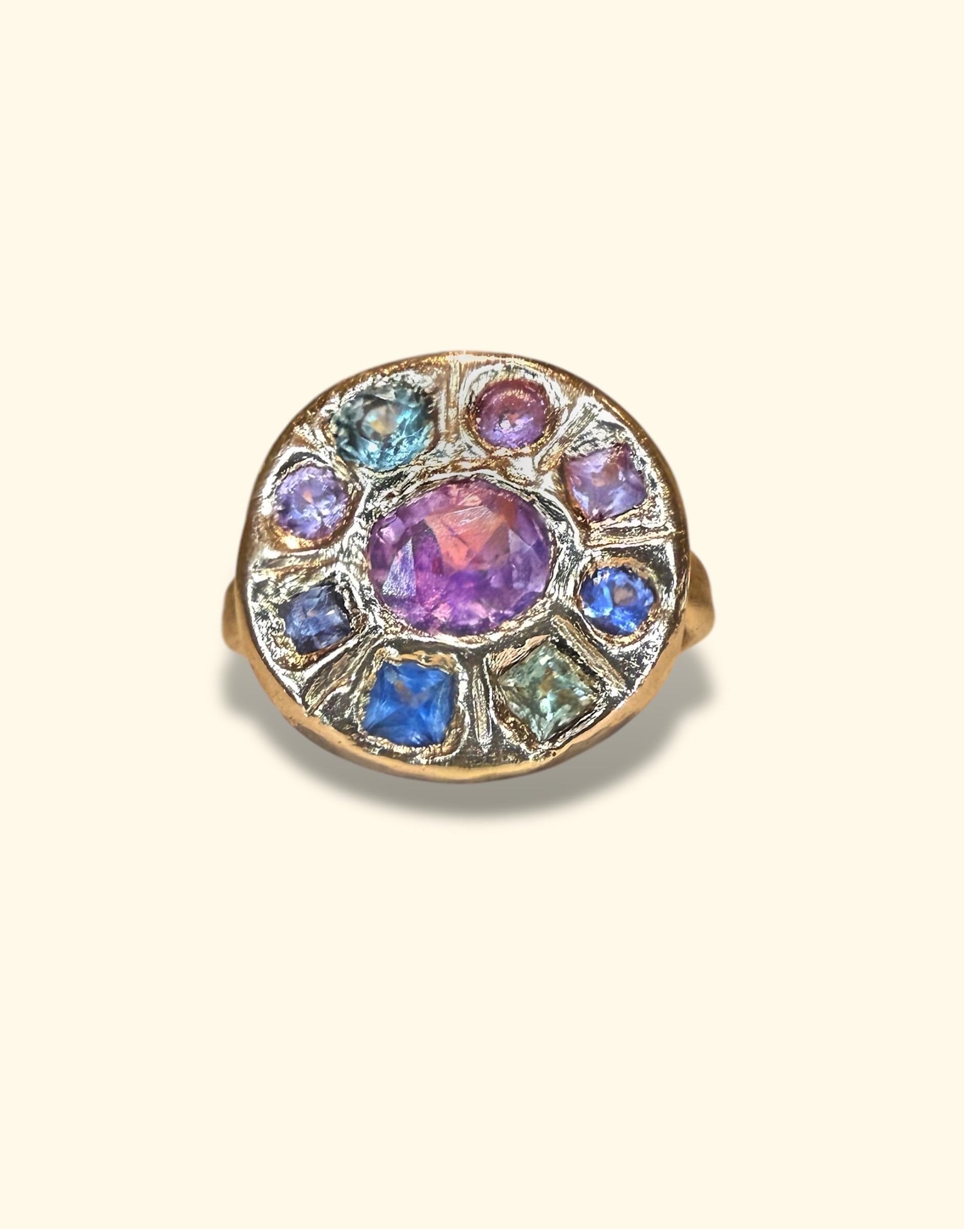 Anello Leto Lama One Of A Kind Abstract Lollipop con zaffiri in oro 18 carati in vendita 3