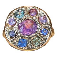Leto Lama One Of A Kind Abstract Lollipop Ring Sapphires 18 Ct Gold