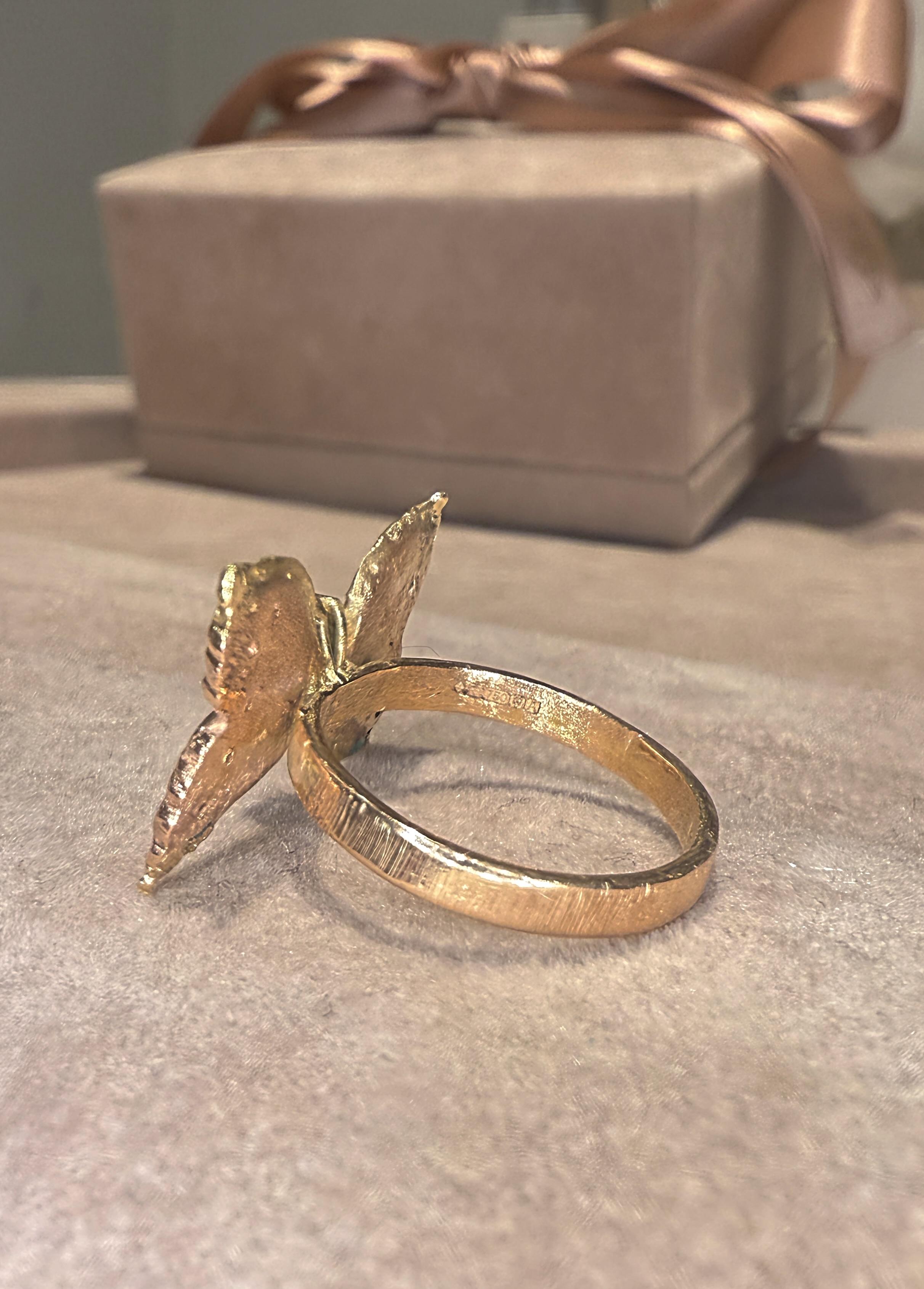 Anello da cocktail con farfalla blu neon e diamanti in oro 18 carati Leto Lama Paraibas in vendita 11