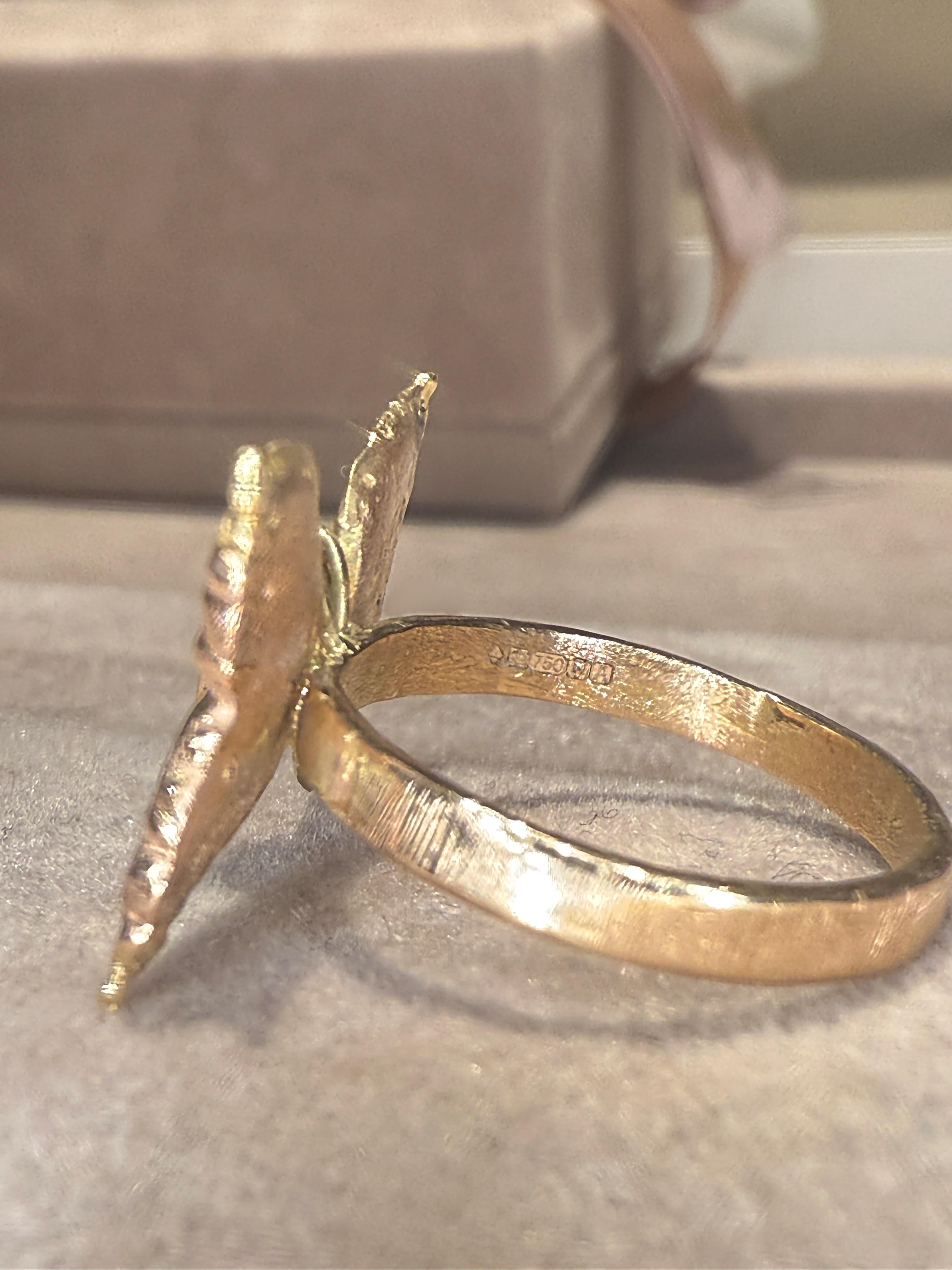 Anello da cocktail con farfalla blu neon e diamanti in oro 18 carati Leto Lama Paraibas in vendita 12