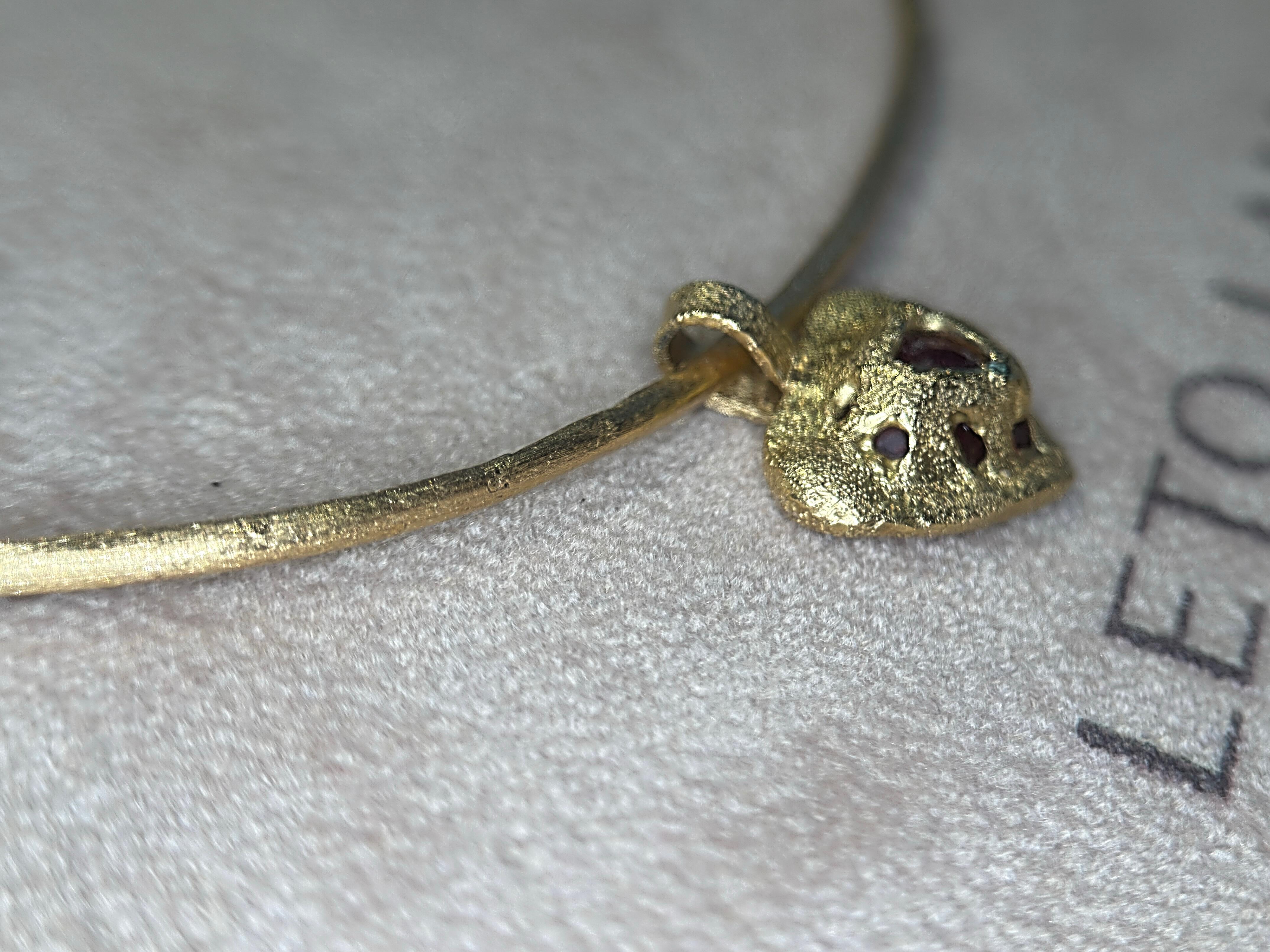 Leto Lama Collier pendentif cœur rose rouge 3,3 carats Rubellite or 18 carats moderne en vente 3