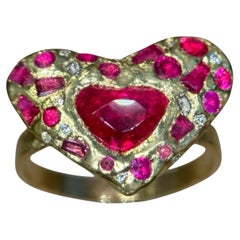 Leto Lama Corazón de Rubí, Rubíes, Diamantes 18 Ct Gol