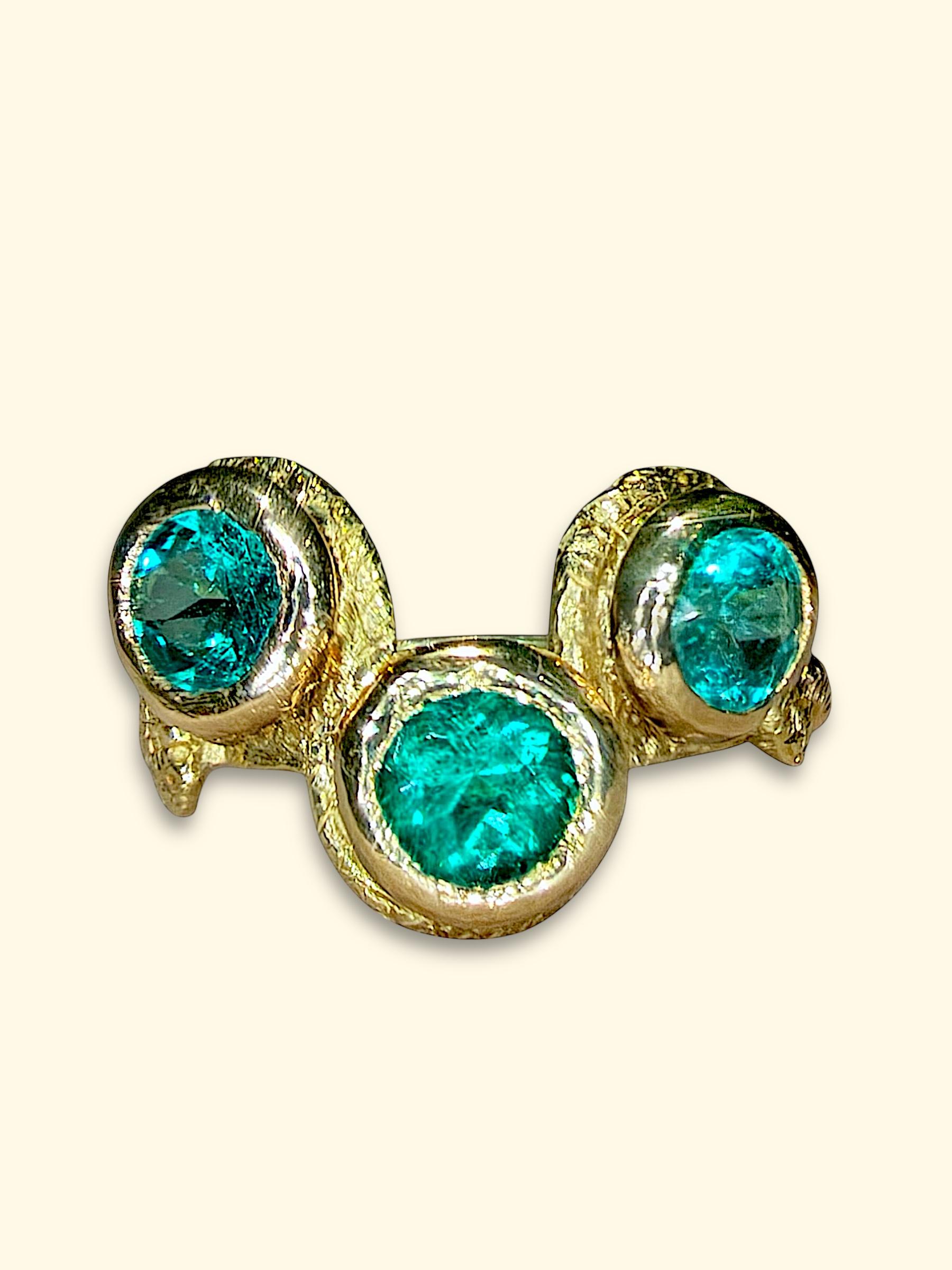Leto Lama Bague serpent à trois émeraudes  Or 18 ct en vente 4