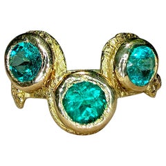 Leto Lama Three Emeralds Snake Ring  18 Ct Gold