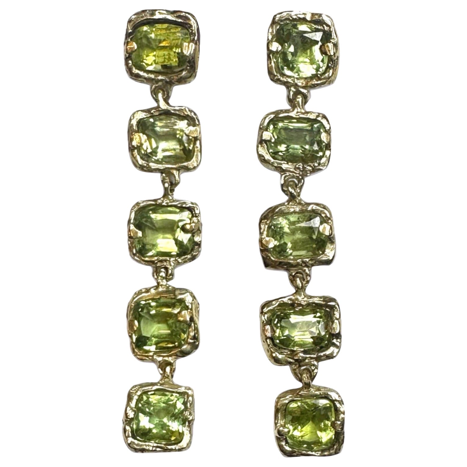 Leto Lama Boucles d'oreilles longues de Cocktail Party en Tourmaline en or et en stock en vente