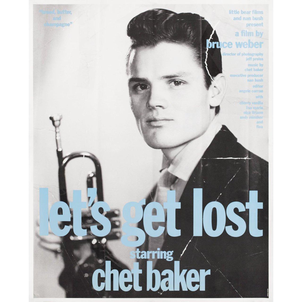 Original 1989 U.S. mini poster by William Claxton for the documentary film “Let's Get Lost” directed by Bruce Weber with Chet Baker / Carol Baker / Vera Baker / Paul Baker. Very good fine condition, rolled. Please note: the size is stated in inches