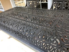 Let's Have a Party Large Cast Aluminum Patio Dining Table and 6 Armchairs
