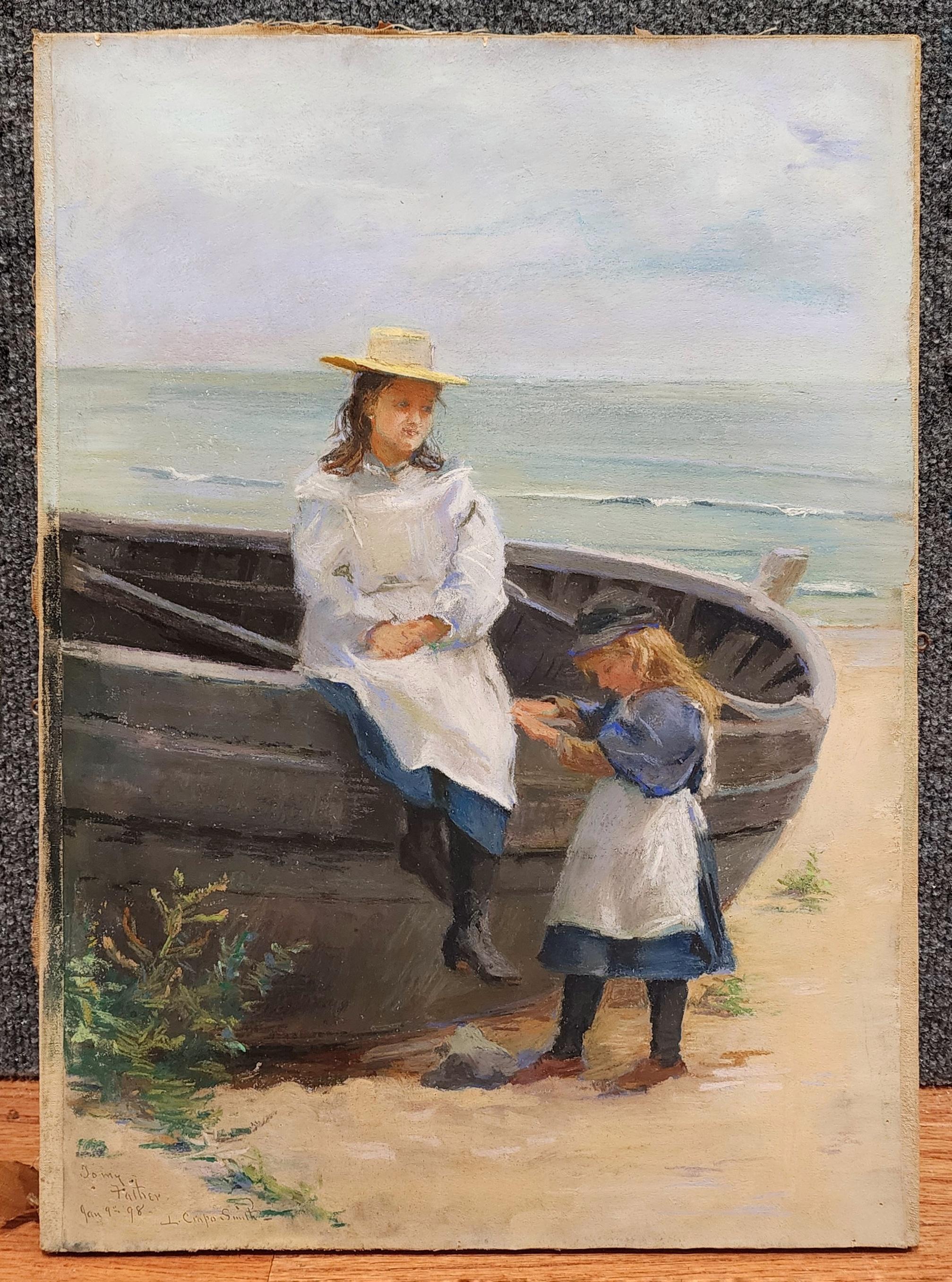 Ausruhen am Ufer, Mutter und Kind, Detroit Künstler (Amerikanischer Realismus), Art, von Letta Crapo Smith