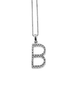 Letter "B" Pendant Necklace White Gold and Diamonds
