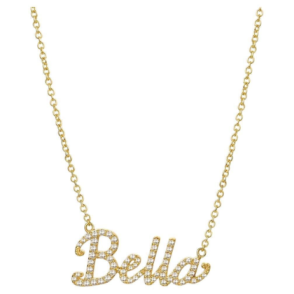 Personalised Bella Script 14K Yellow Gold Diamond Necklace