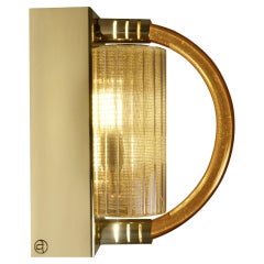 Letter D, brass and blown glass wall lamp by Angela Ardisson