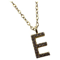 Letter E pendant necklace 18KT yellow gold natural VS diamonds pendant 0.50ct