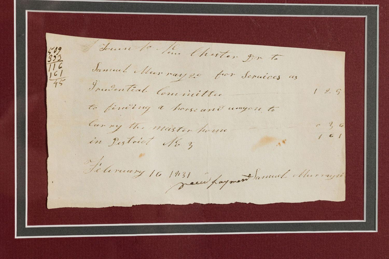 Fédéral Letter Fragment and Antique Coins in Burgundy Matting and a Gilt Frame en vente