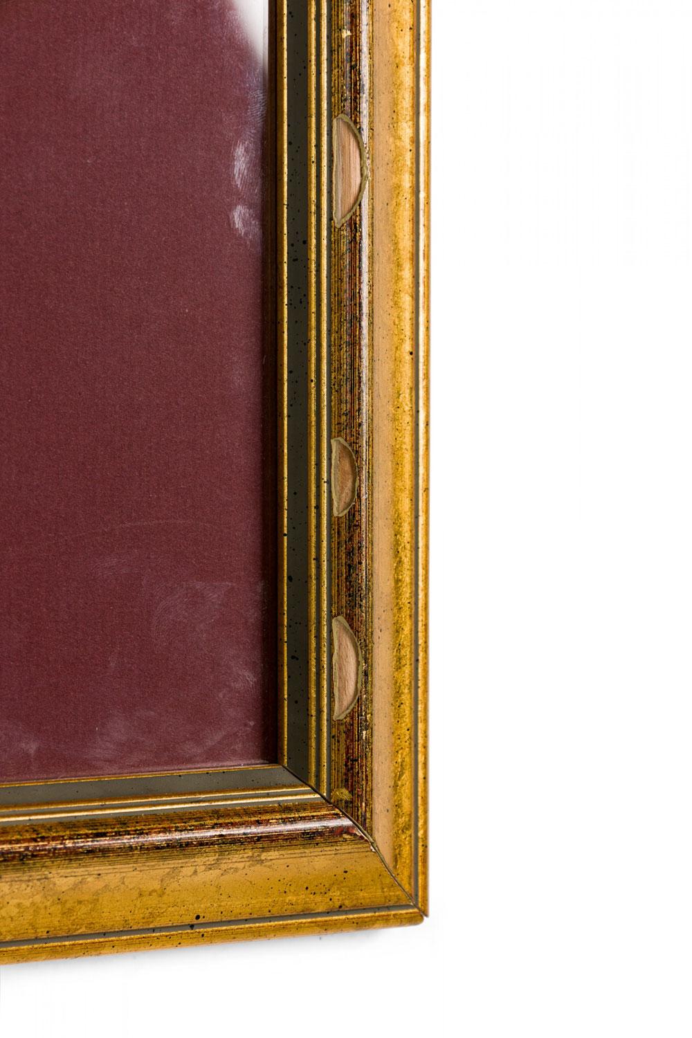 Américain Letter Fragment and Antique Coins in Burgundy Matting and a Gilt Frame en vente