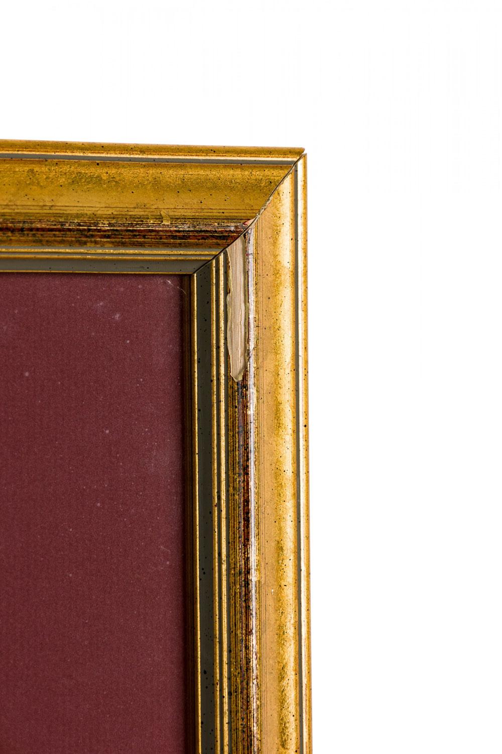 Letter Fragment and Antique Coins in Burgundy Matting and a Gilt Frame Bon état - En vente à Queens, NY
