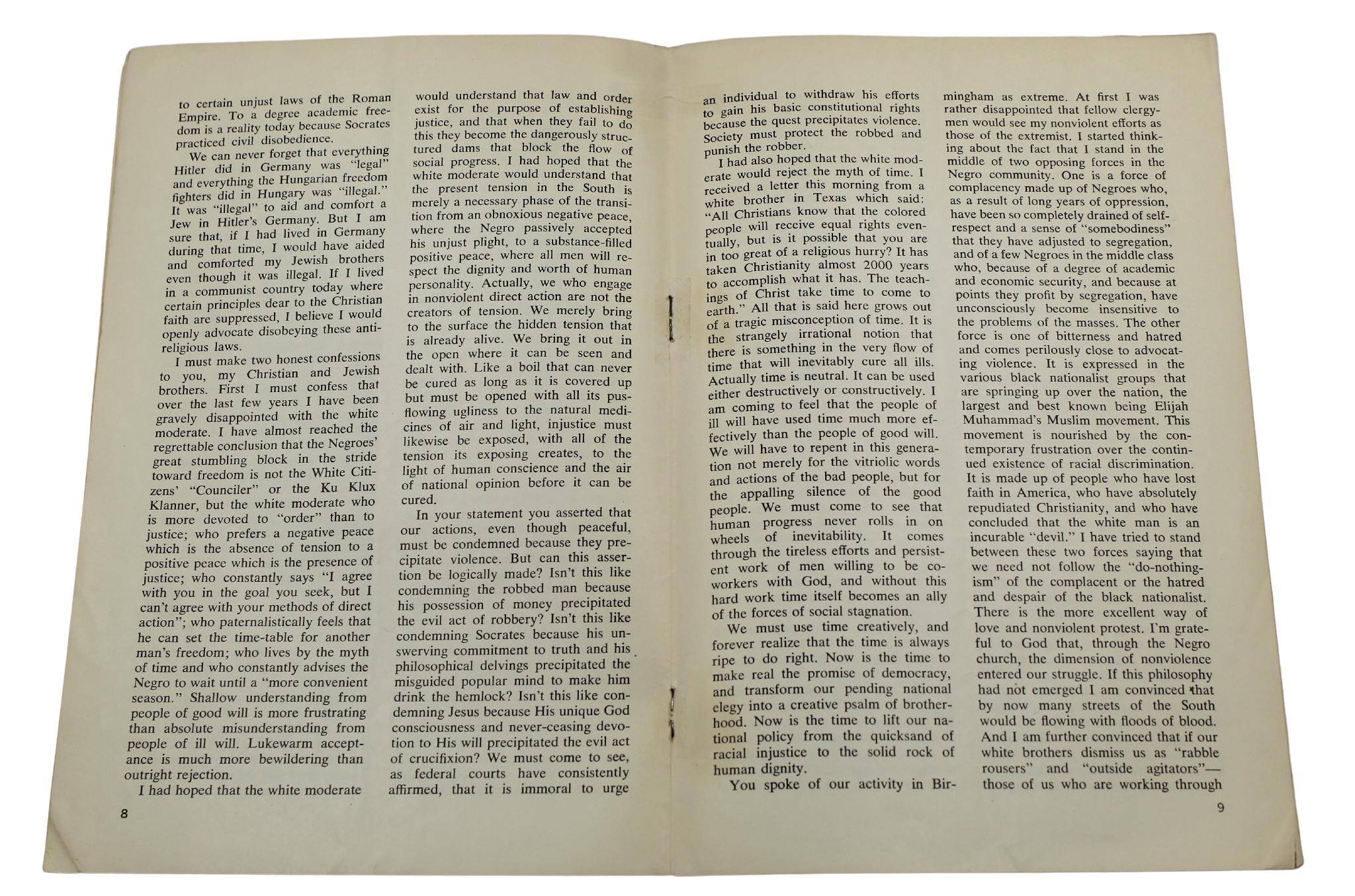 Letter From Birmingham City Jail par Martin Luther King Jr., Pamphlet imprimé en vente 1